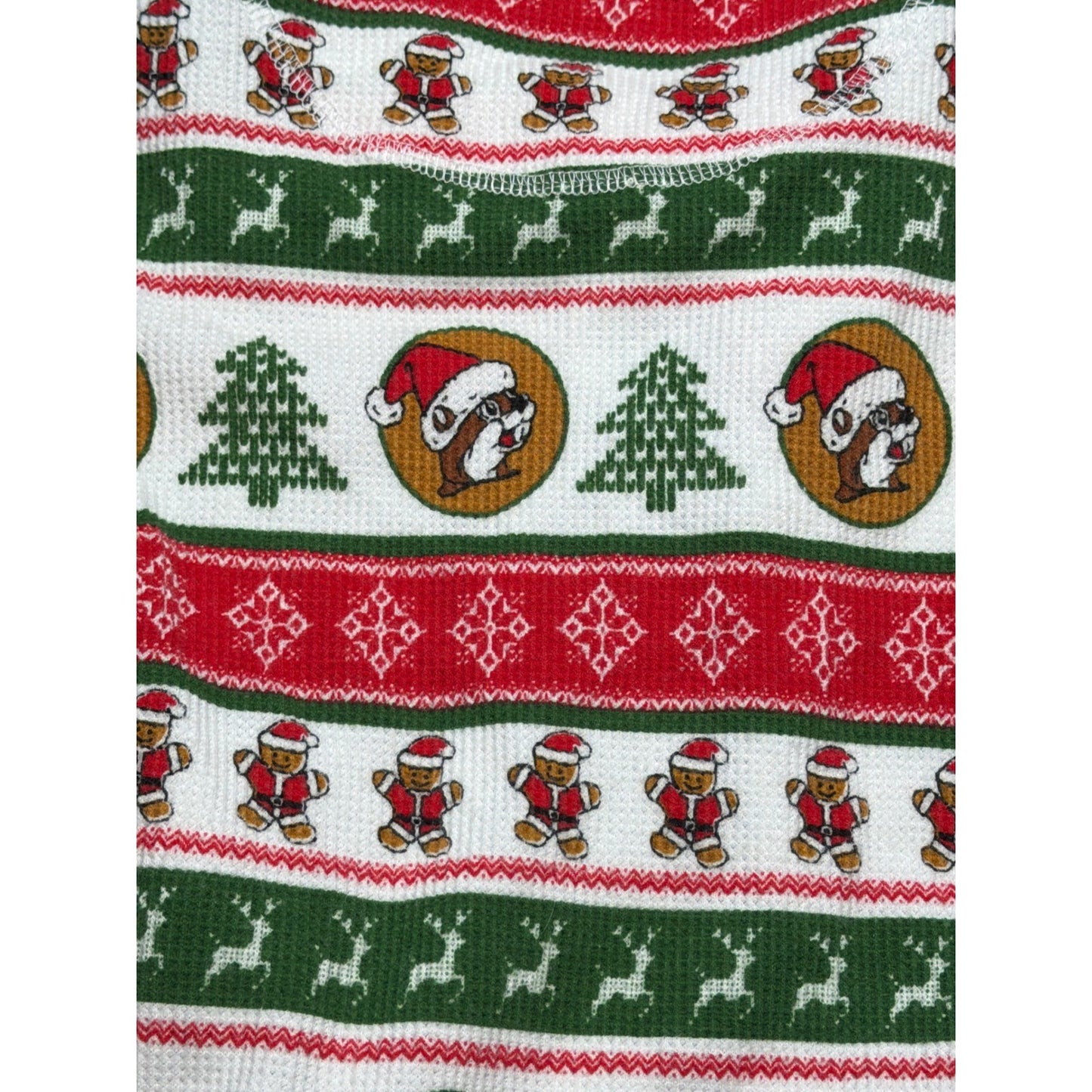 Buc-ee's Christmas Union Suit Pajamas Adult Large Red Green Fair Isle NWT6