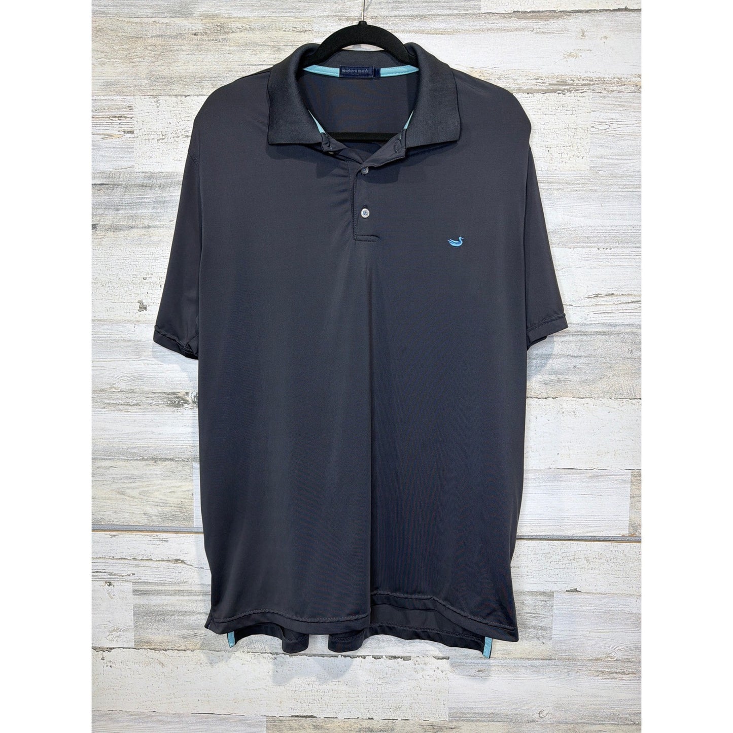 Southern Marsh Polo Men XL Gray Performance Stretch Duck Logo Preppy *Flawed0