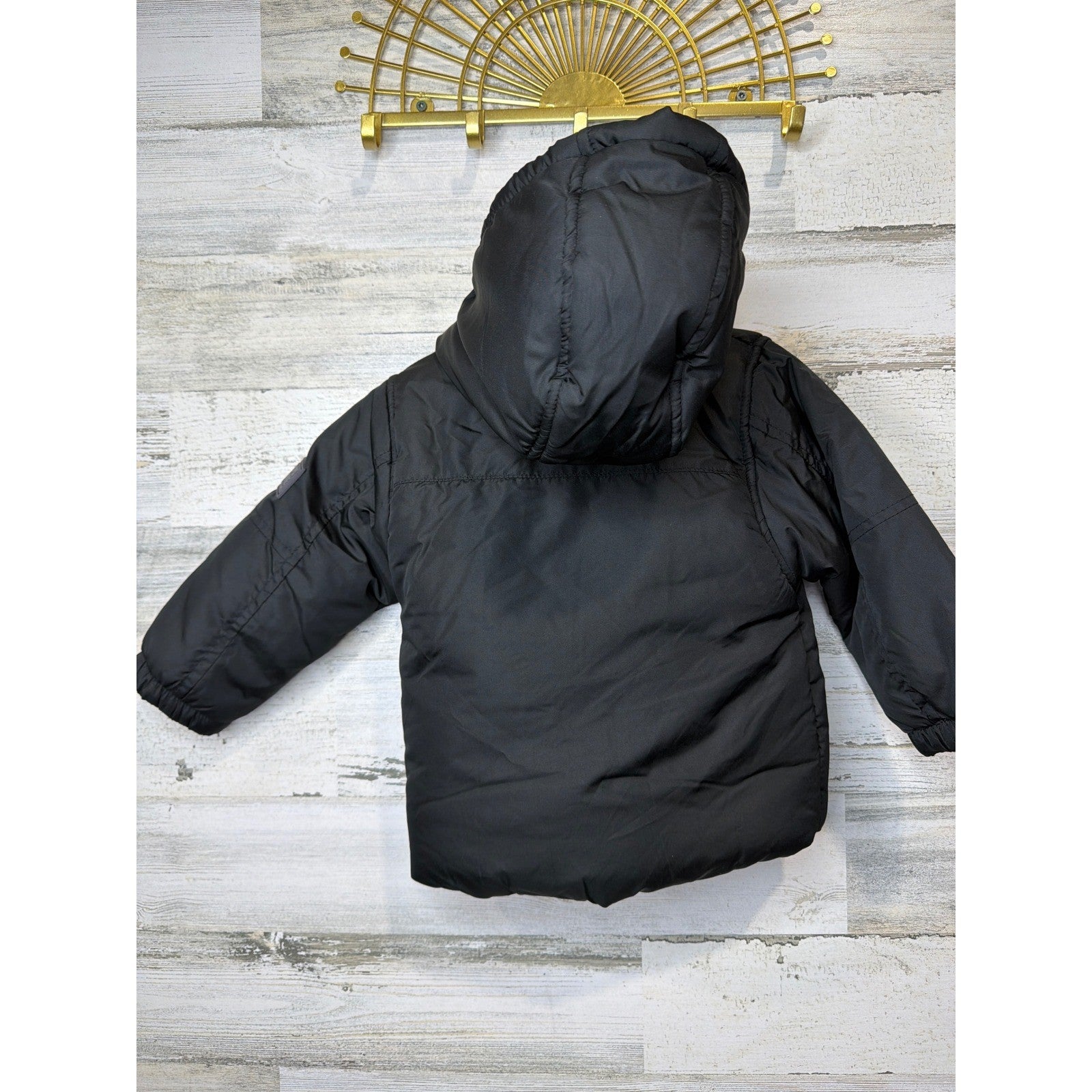 Body Glove Puffer Jacket Boys 24M Black Hooded Faux Fur Winter Gorpcore EUC6