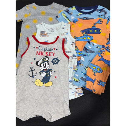 Disney Carter's Romper Pajama Bundle Boys 18-24M Summer Nautical Lot0