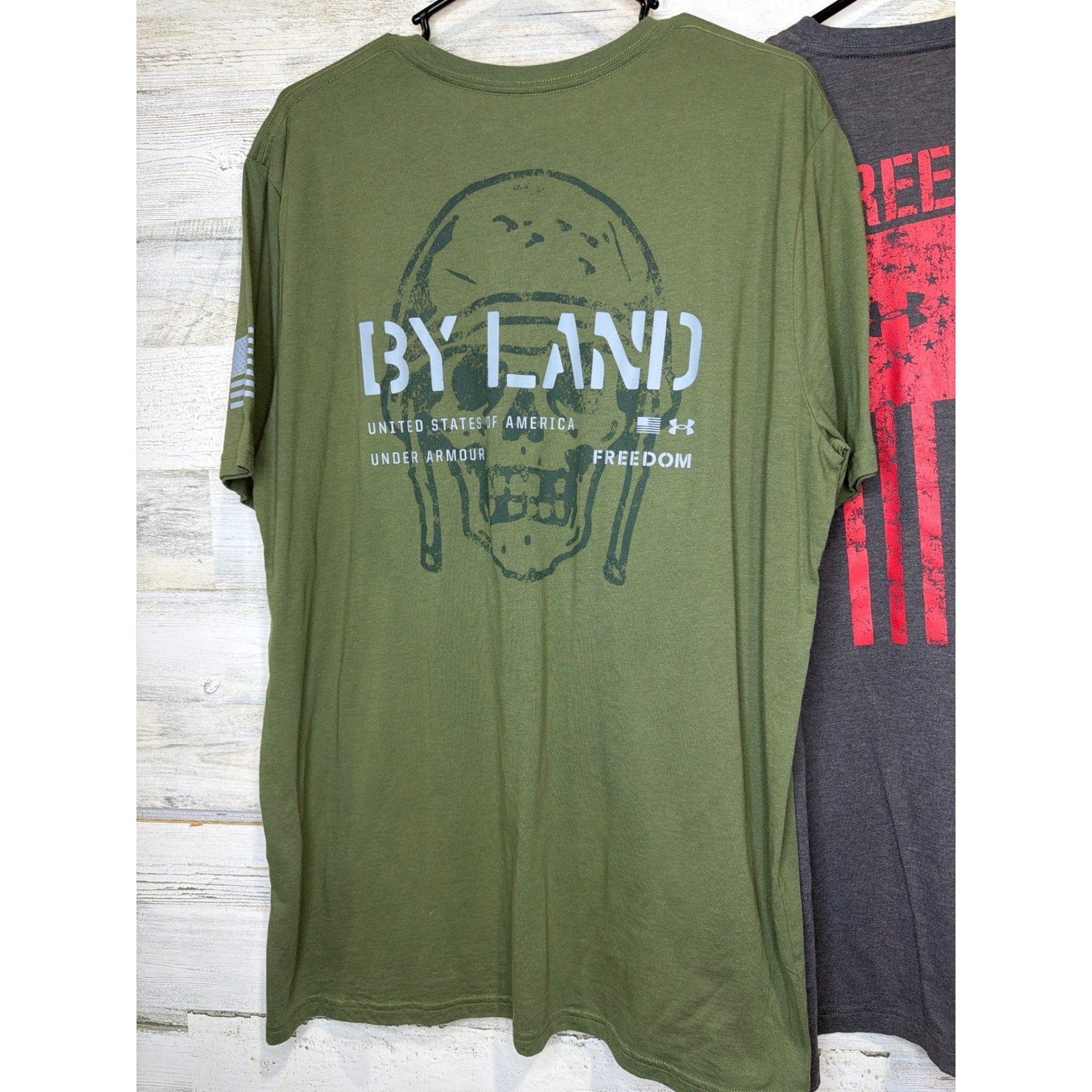 Under Armour T-Shirt Bundle Mens XXL Loose Green Gray Freedom EUC4