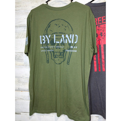 Under Armour T-Shirt Bundle Mens XXL Loose Green Gray Freedom EUC4