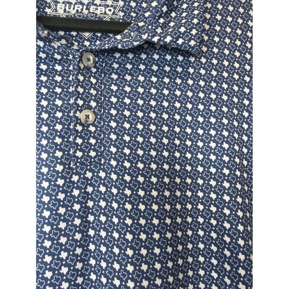 Burlebo Polo Shirt Men 2X Blue Geometric Print Performance Golf Texas2