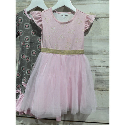 Lilli Lovebird Btween Cat & Jack Dress Bundle Girls 4 Pink Grey Floral Tulle EUC2