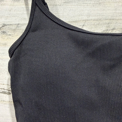 Aerie Scoop Neck Crop Top Women Medium Black Ribbed Real Good Athleisure EUC1