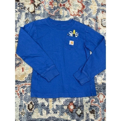 Carhartt Long Sleeve Pocket T-Shirt Boys 3T Blue Tool Graphic EUC1
