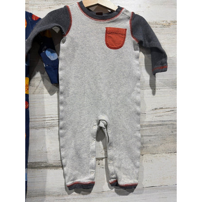 Hanna Andersson Tea Collection Sleeper Romper Boys 6-12M Blue Gray Planet4
