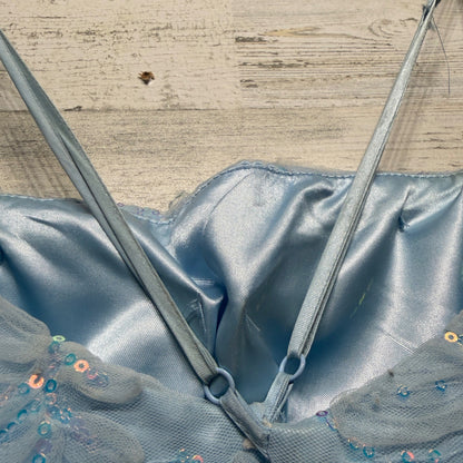 Floral Sequin Gown B. Darlin Juniors 15/16 S Blue Corset Back Fairycore Prom10