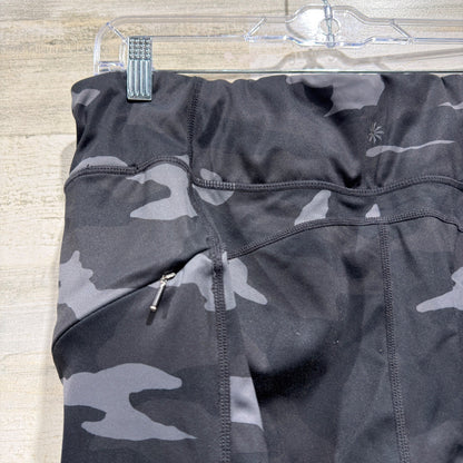 Athleta Camo Active Leggings Womens L Black Grey Camouflage GUC*4