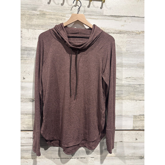 Athleta Coaster Luxe Hoodie Women M Maroon Cowl Neck Thumbhole Athleisure EUC0