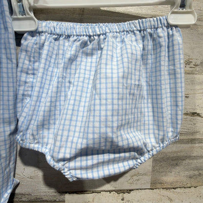 The Beaufort Bonnet Company Gingham Dress Set Girls 2T Blue Cotton Classic EUC4
