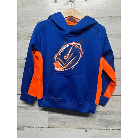 Nike Therma-FIT Hoodie Boys 4 Blue Orange Football Graphic EUC0
