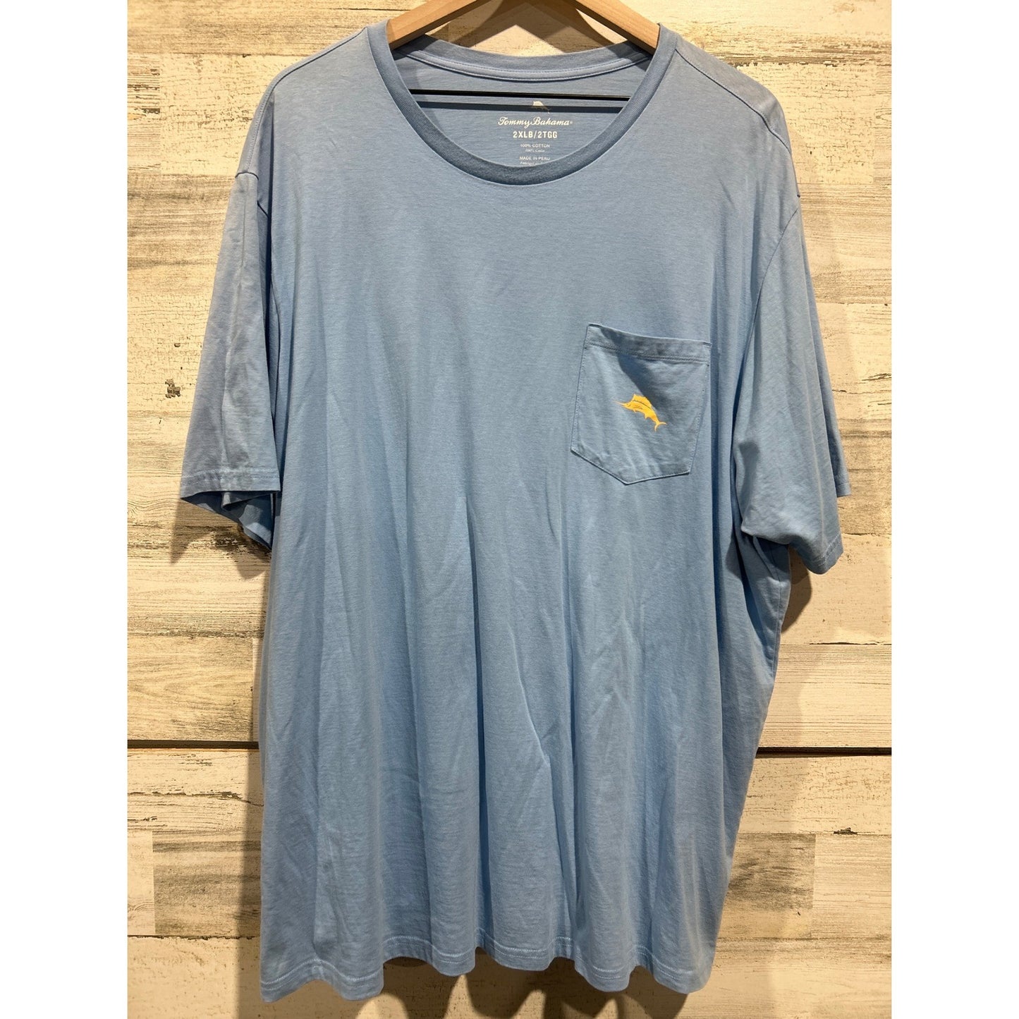 Tommy Bahama Pocket T-Shirt Mens 2XLB Blue Marlin Logo Coastal EUC0