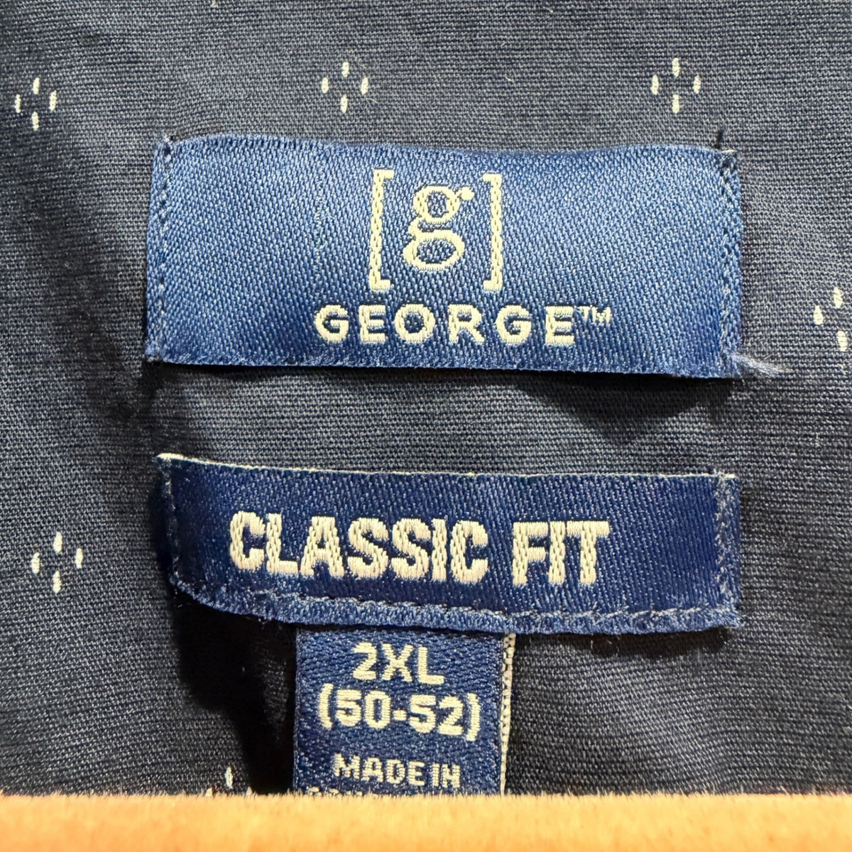 George Nick Graham Button Down Shirt Men 2XL Blue Green Print Cotton Poly EUC1