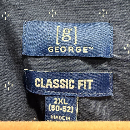 George Nick Graham Button Down Shirt Men 2XL Blue Green Print Cotton Poly EUC1