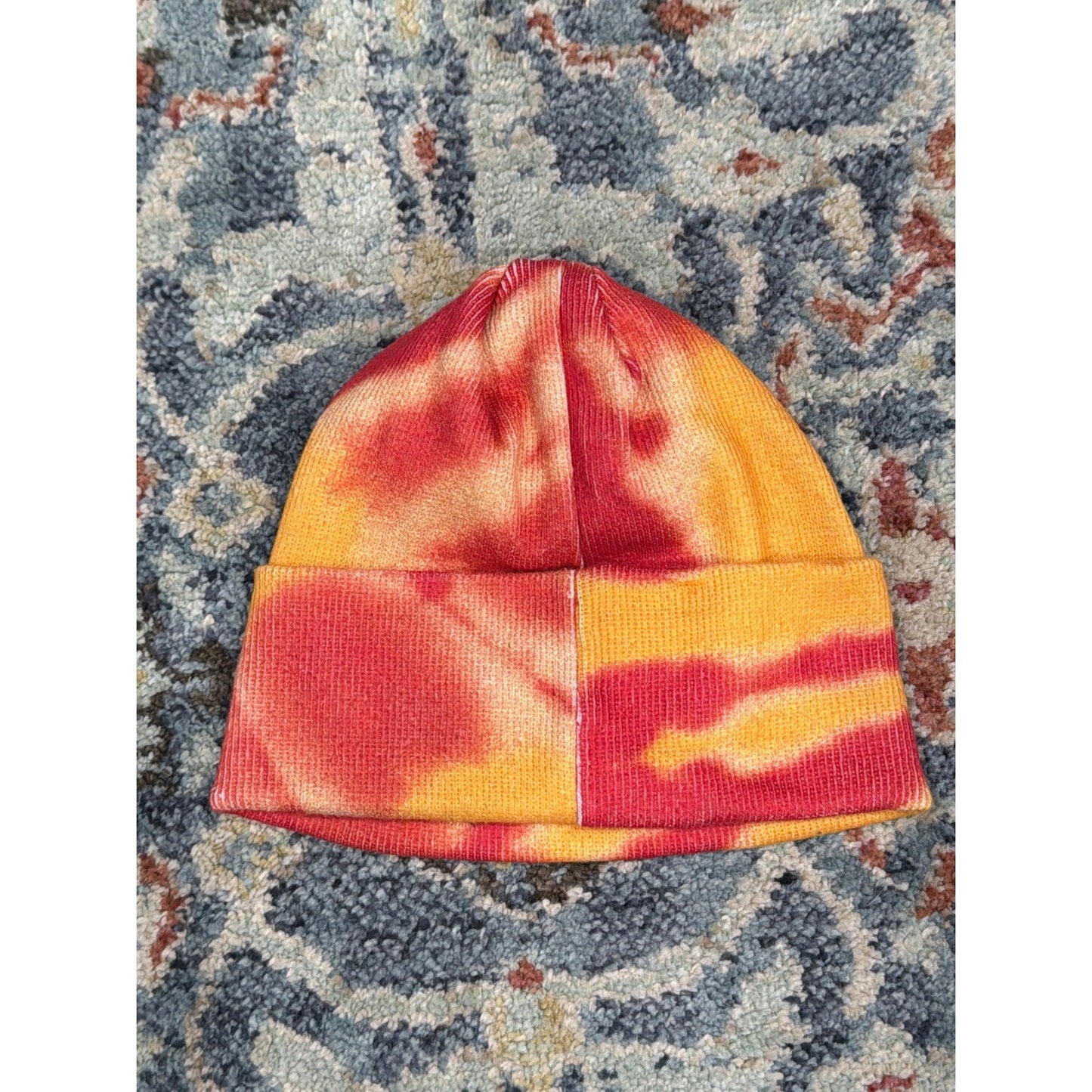 NFL Beanie Hat Youth Size Red Yellow Tie Dye Kansas City Chiefs Sportswear EUC2