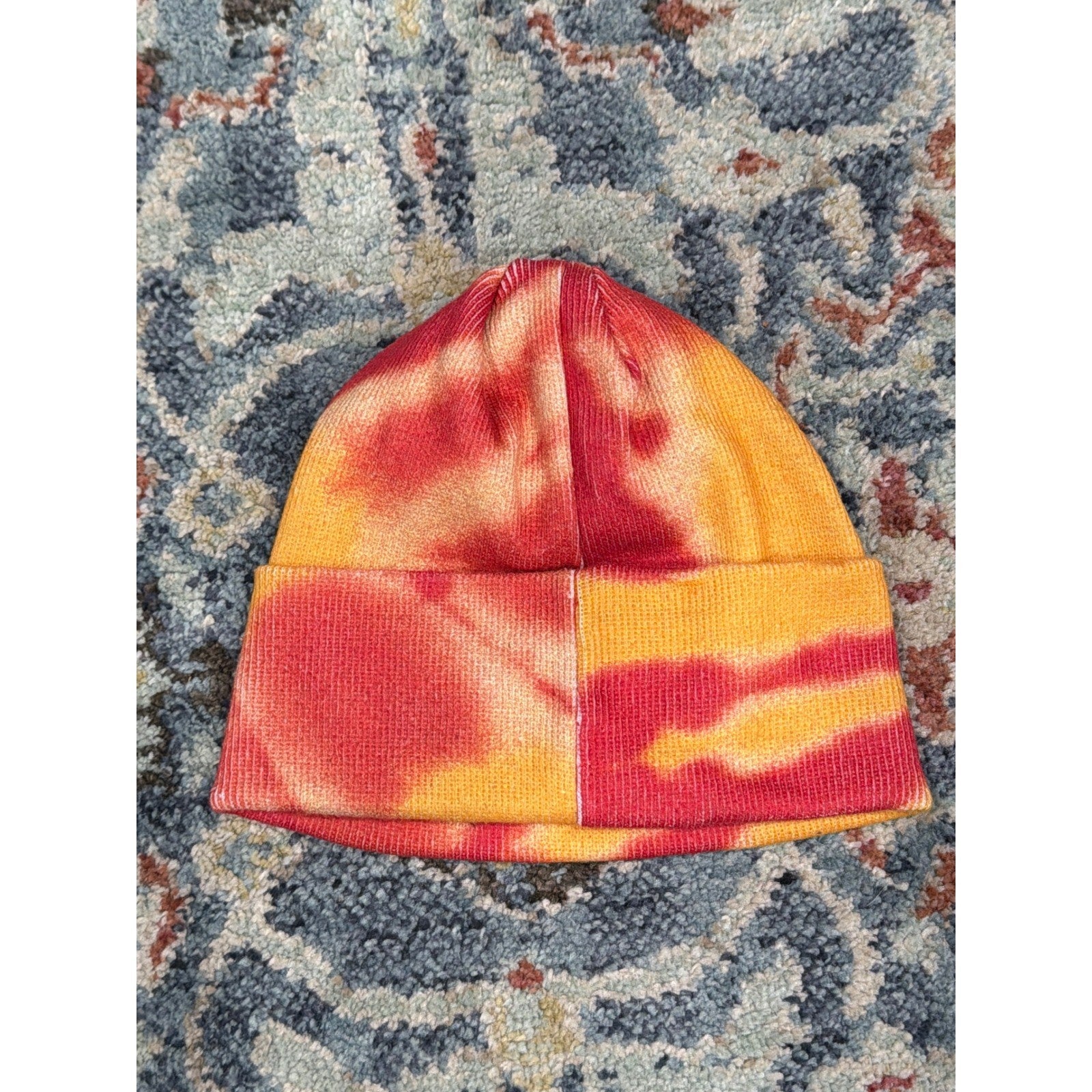 NFL Beanie Hat Youth Size Red Yellow Tie Dye Kansas City Chiefs Sportswear EUC2