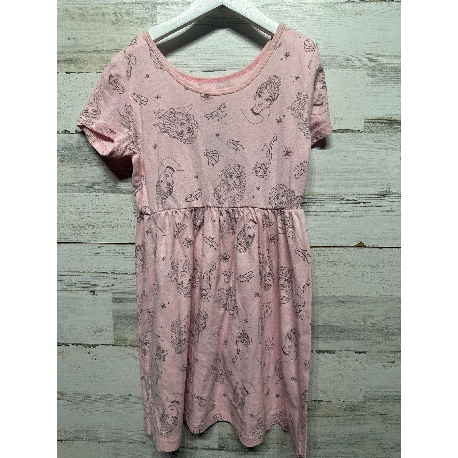 Disney Princess Graphic Dress Girls 7/8 Pink Inspire Sketch EUC2