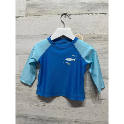 First Impressions Rash Guard Boys 6-9M Blue Shark UPF 50 NWT0