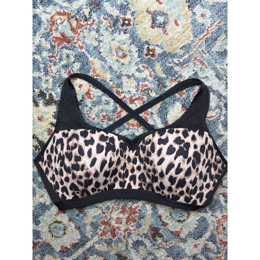 Victoria's Secret Sports Bra Women 38DDD Leopard Print High Support EUC0