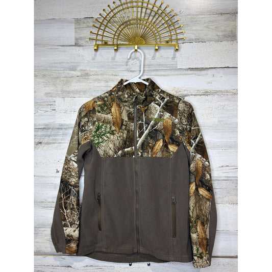 Magellan Fleece Jacket Boys Large 14/16 Brown Camo Full Zip RealTree Outdoor EUC0
