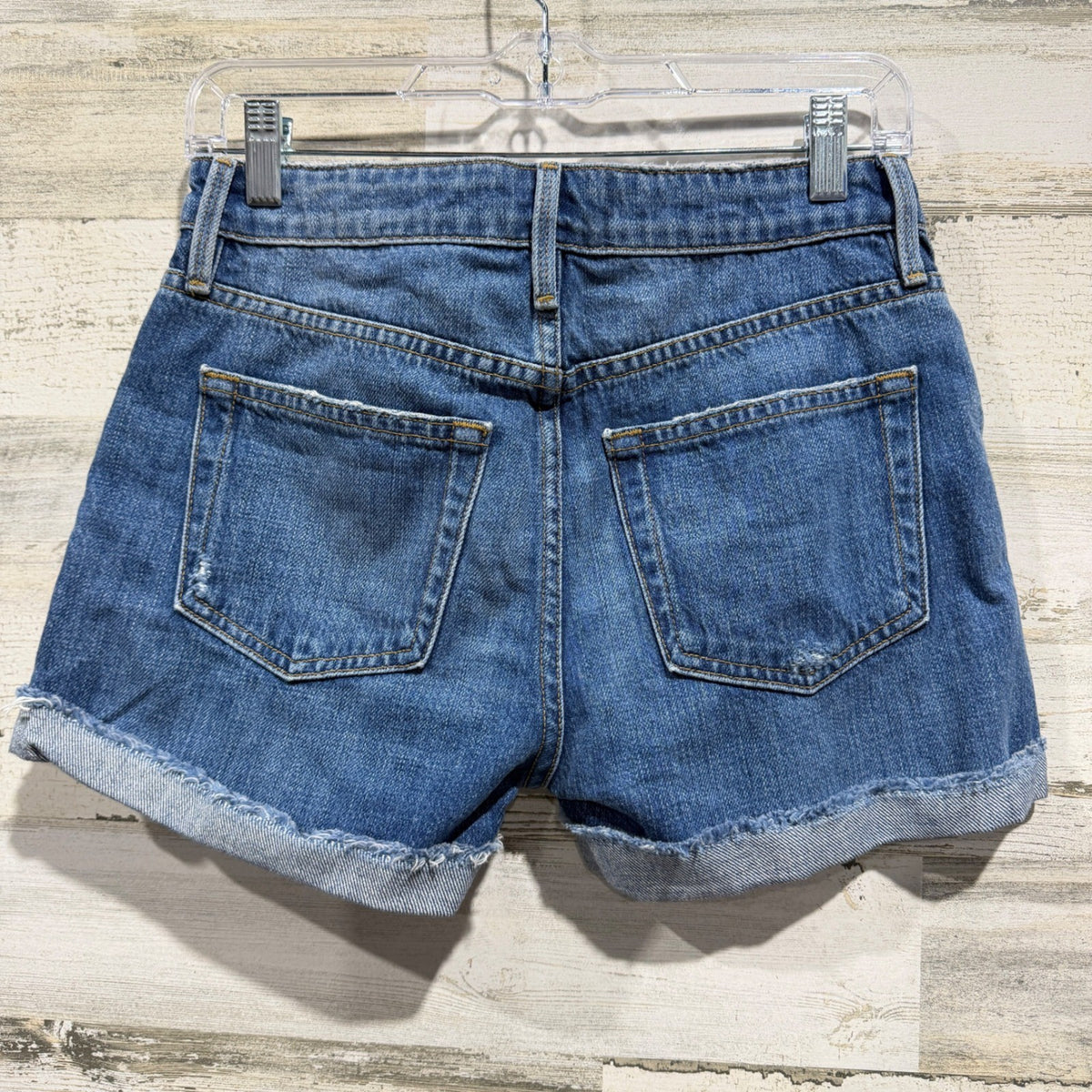 FRAME Le Grand Garcon Denim Shorts Women 23 Blue 100% Cotton Distressed Heron4