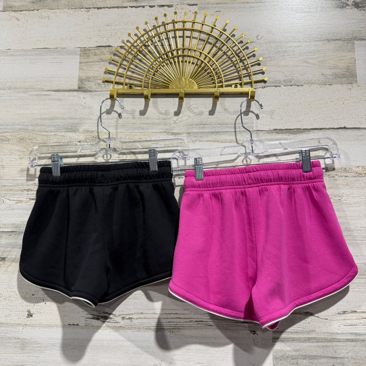 Member's Mark Sandwash Shorts 2-Pack Girls L 10/12 Pink Black Poly Blend EUC3