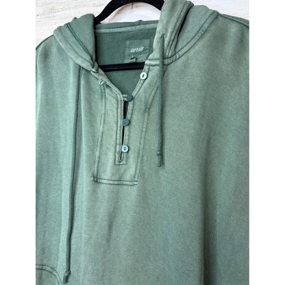 Aerie Oversized Hoodie Women XS Green Henley Button Loungewear Gorpcore EUC3