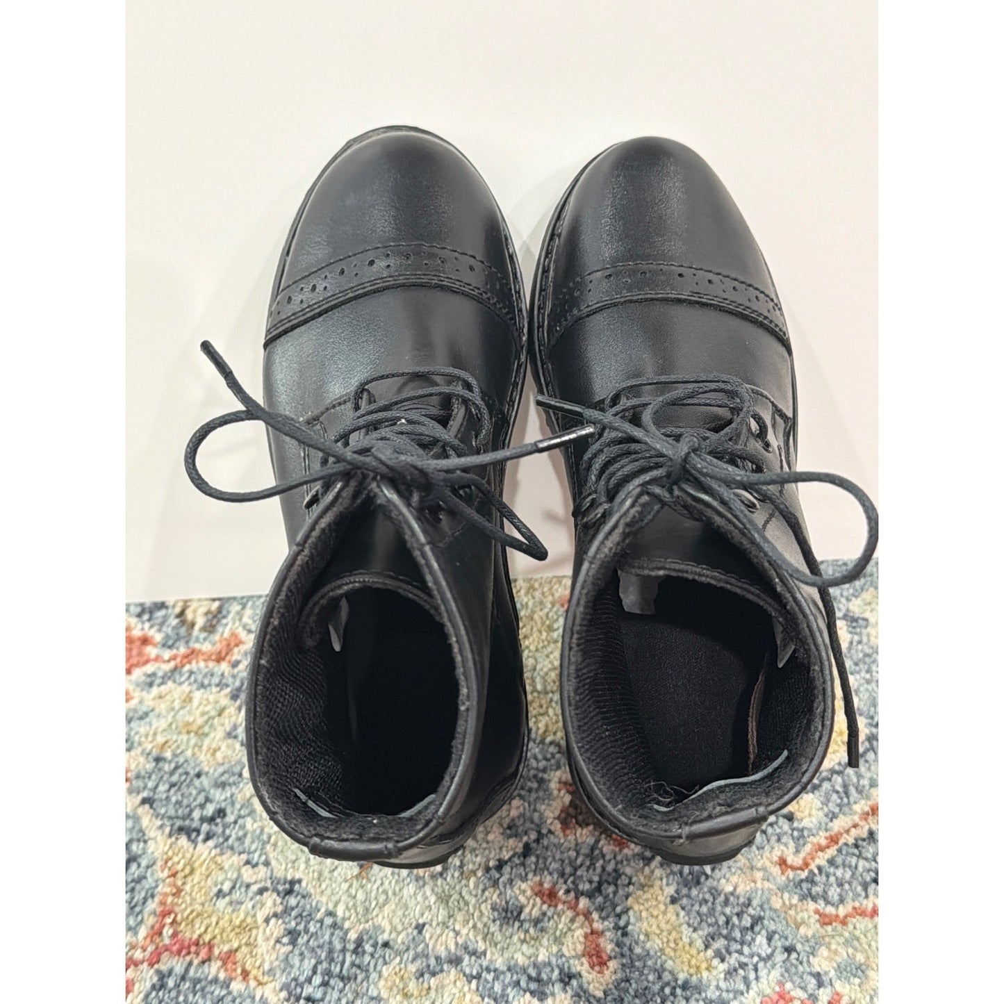 TuffRider Paddock Boots Youth 2 Black Lace Up Equestrian Horse Riding4