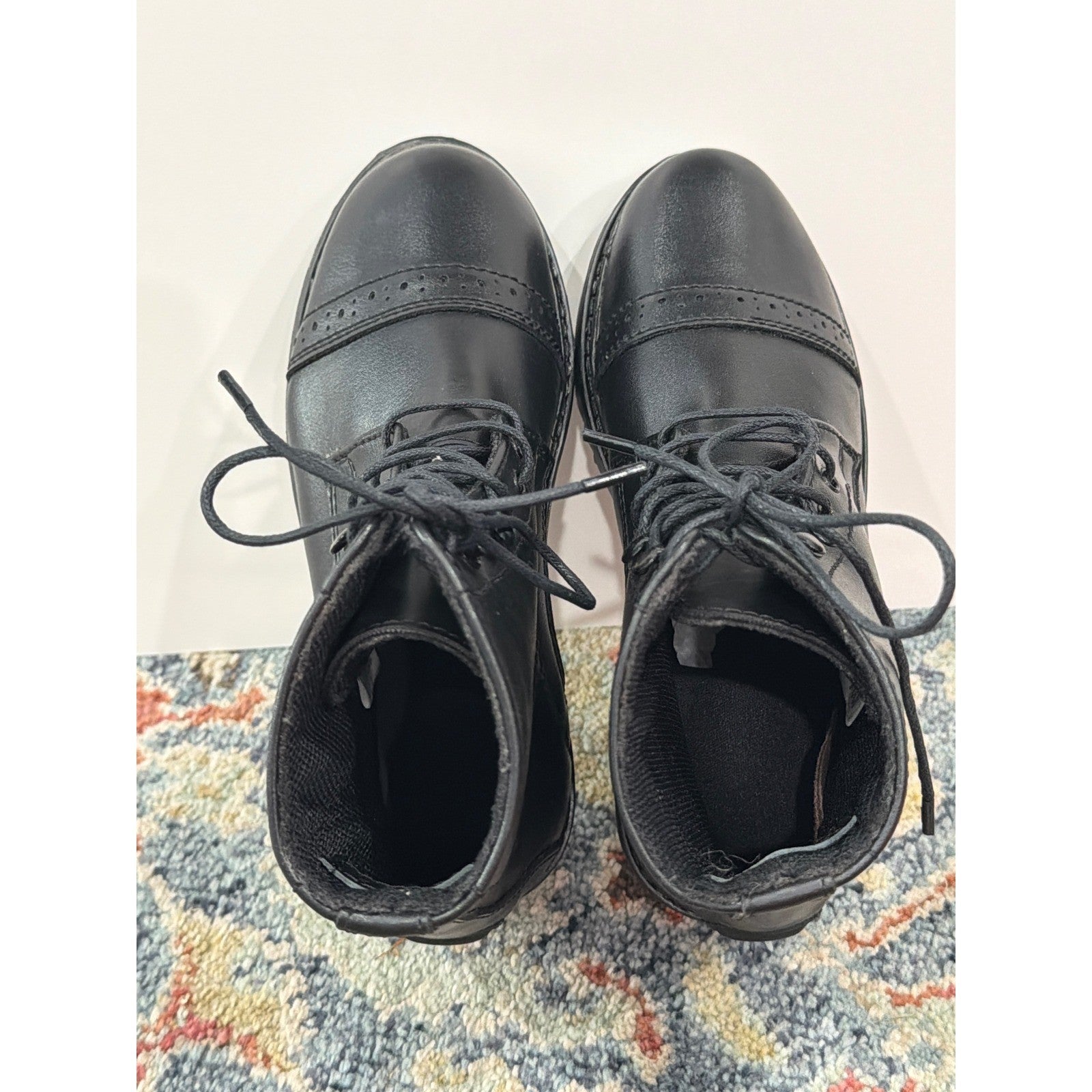 TuffRider Paddock Boots Youth 2 Black Lace Up Equestrian Horse Riding4