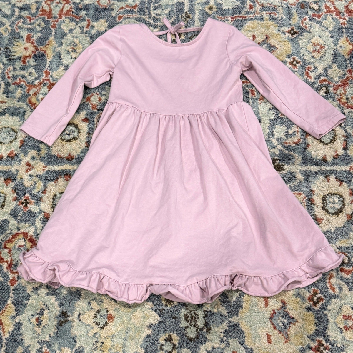 Abby & Evie Ruffle Hem Dress Girls 8 Pink Long Sleeve Balletcore EUC0