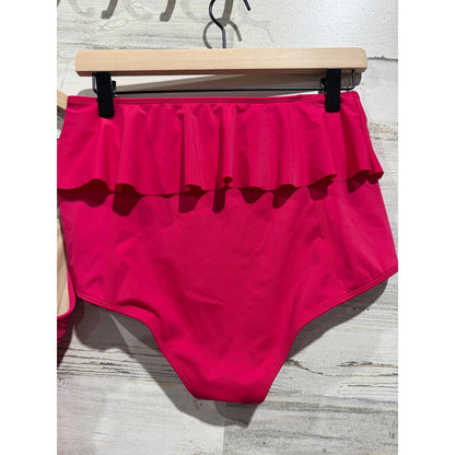 Kortni Jeane Swimsuit Women Medium Pink Ruffle Peplum Retro Barbiecore4