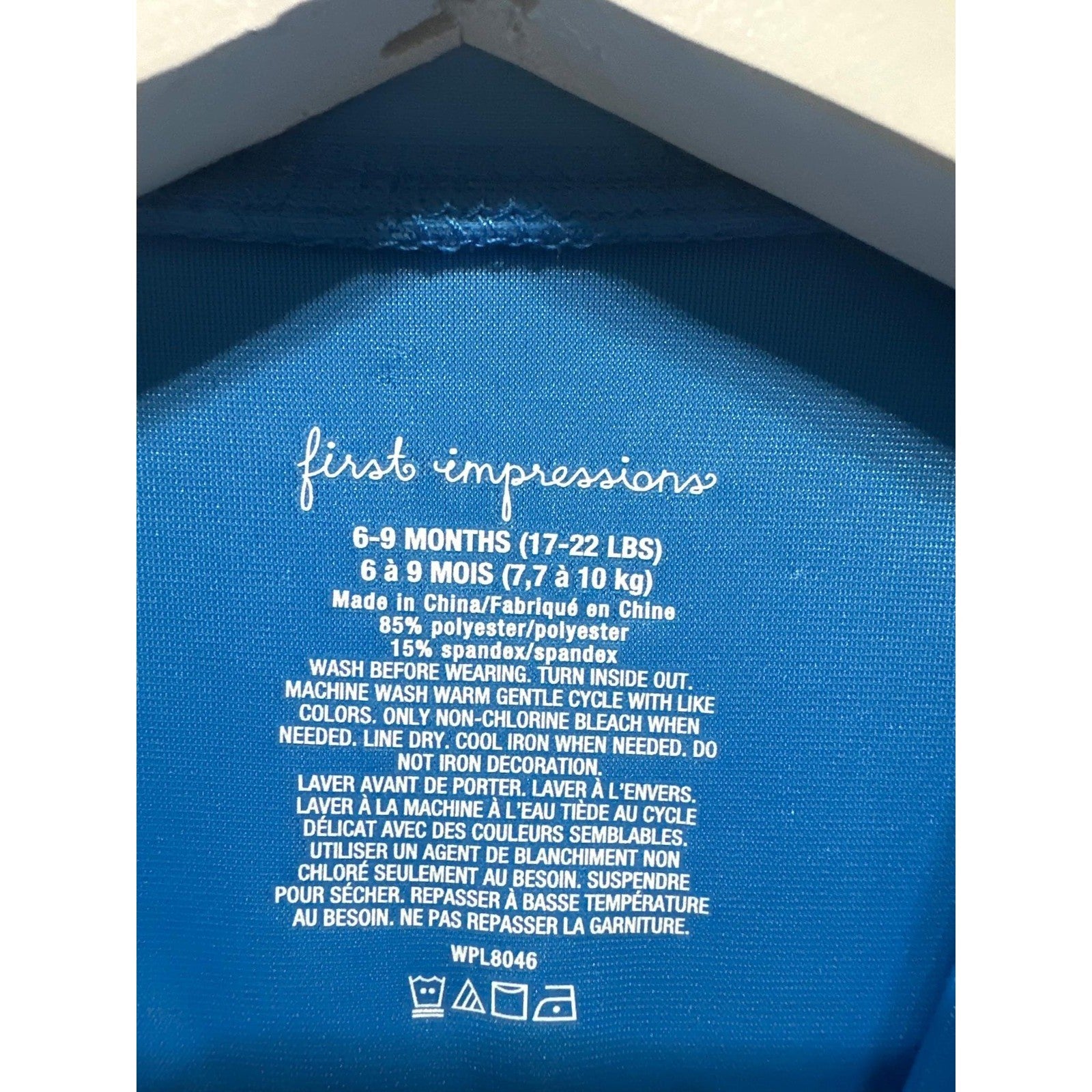 First Impressions Rash Guard Boys 6-9M Blue Shark UPF 50 NWT1