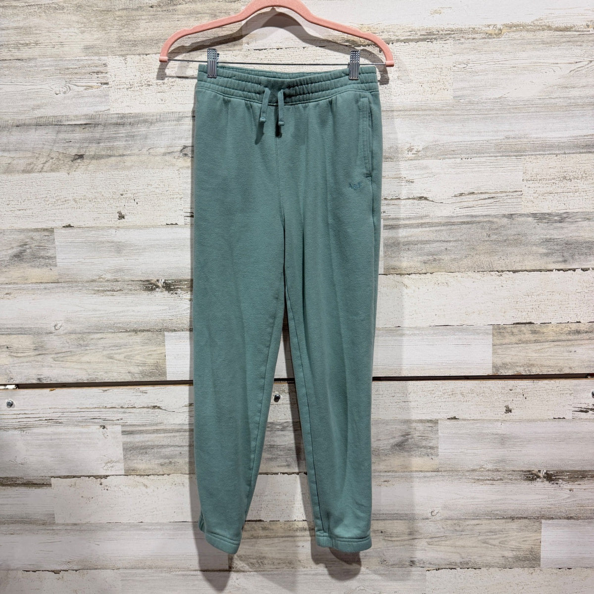 Abercrombie Kids A&F Essentials Joggers Girls 11/12 Green Cotton Blend Casual0
