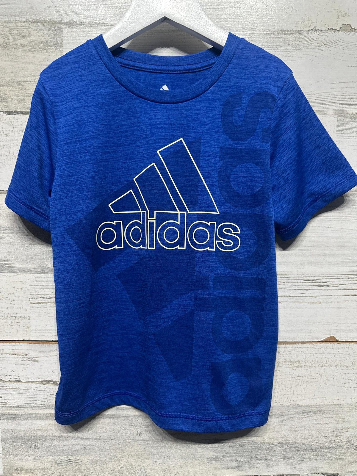 Adidas Graphic T-Shirt Boys Size 5 Blue Aeroready Performance EUC0