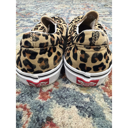 Vans Slip On Shoes Women Size 9 Leopard Print Canvas Skater Streetwear EUC3