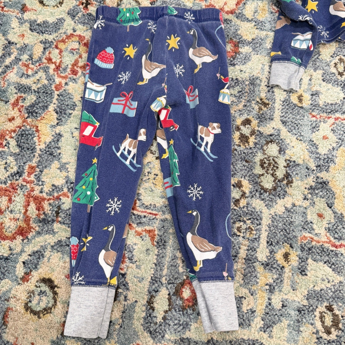 Mini Boden Pajamas Boys 3Y Blue Christmas Dog Nutcracker Holiday *Flawed5