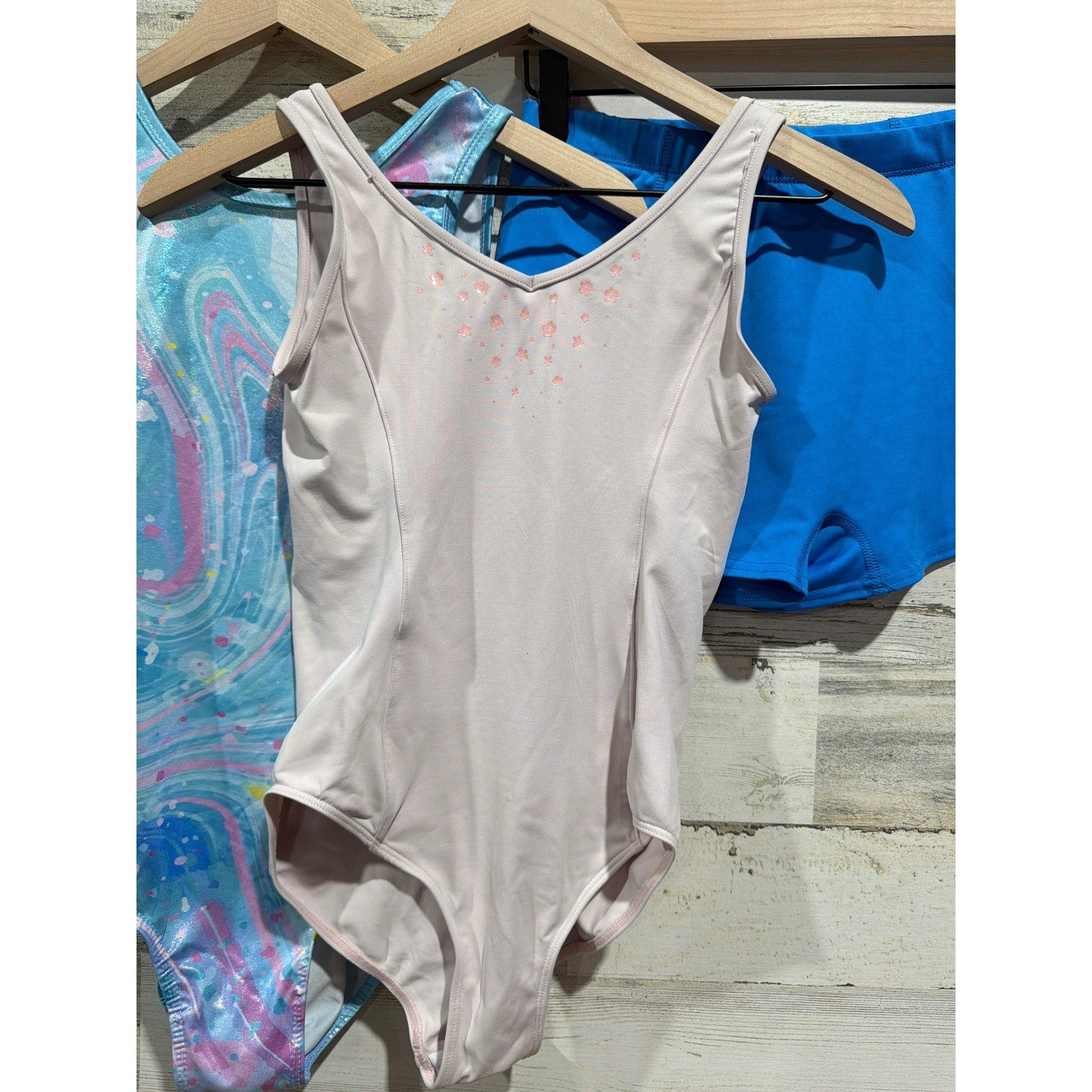 Mirella BCG Leotard Shorts Bundle Girls XL 14 16 Pink Blue Dance Gymnastics EUC1