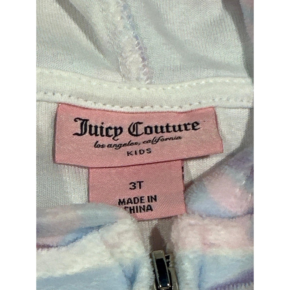 Juicy Couture Hoodie Girls 3T Pastel Marble Swirl Velour Zip Up EUC1