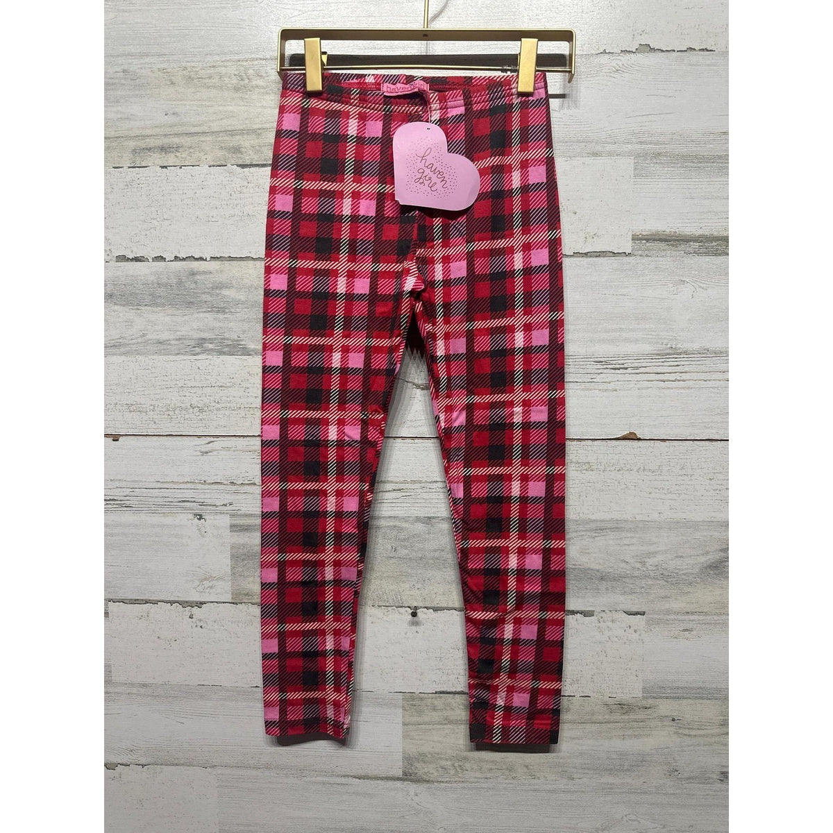 Haven Girl Leggings Girls Size 10 Red Pink Plaid Check Holiday NWT0