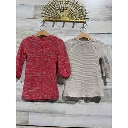 Old Navy Cupcakes and Cashmere Sweater Dress Bundle Girls 12M Red Tan Cable Knit3