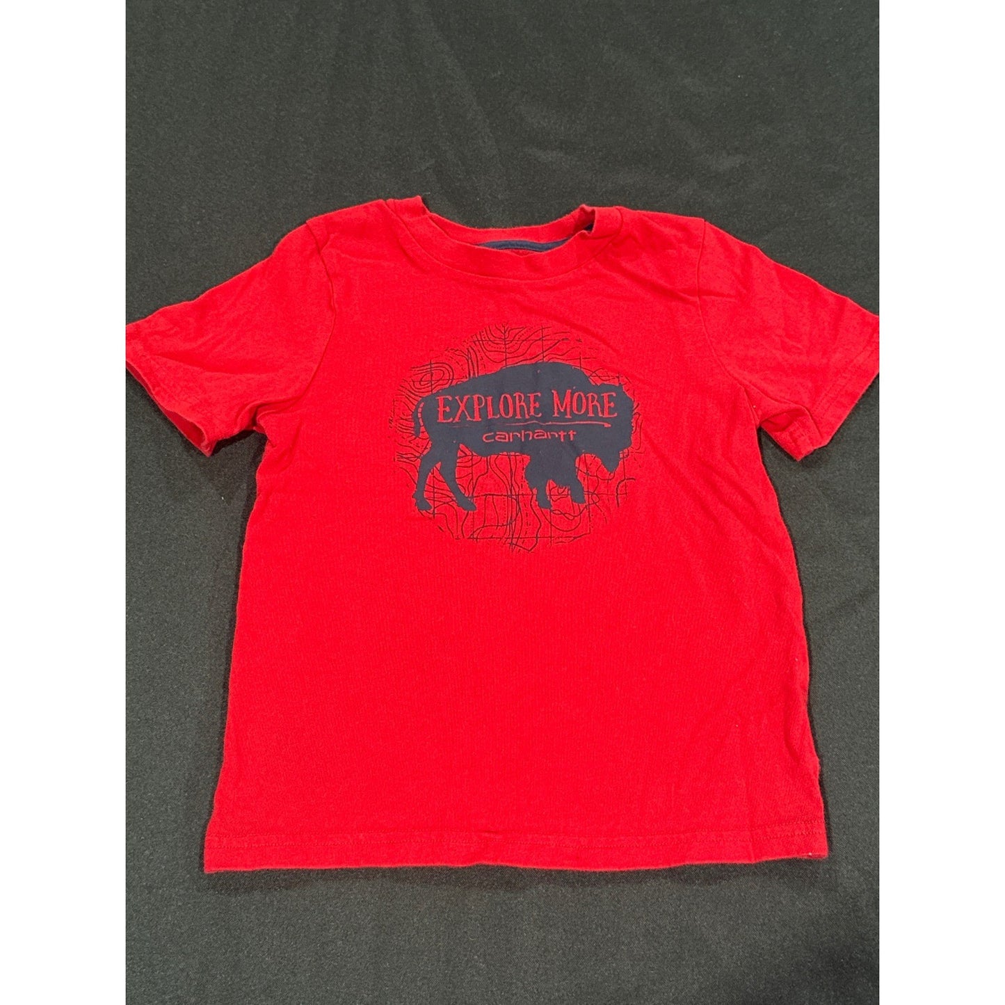 Carhartt Graphic T-Shirt Boys 4T Red Explore More Bison EUC1