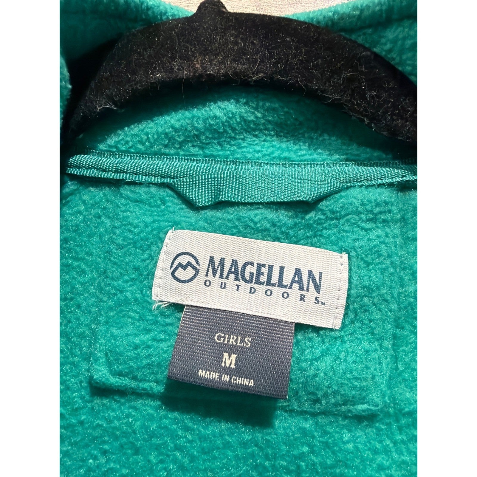 Magellan Fleece Jacket Girls Medium Teal Full Zip Mock Neck Outdoorsy EUC2