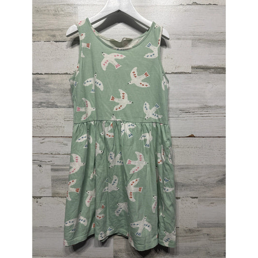 H&M Bird Print Dress Girls 8/10 Mint Green Sleeveless Indie Nature Boho EUC0
