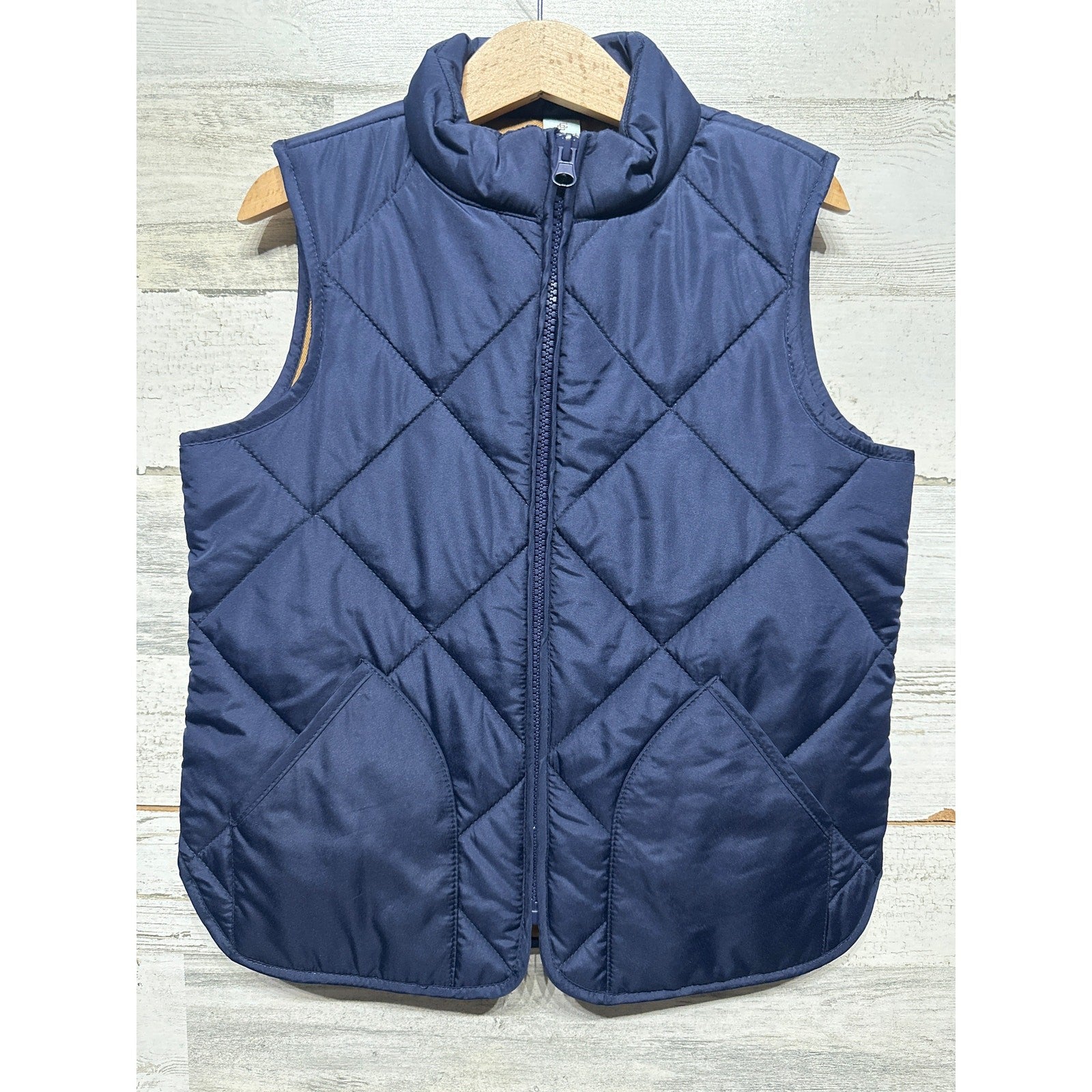 Class Club Quilted Vest Boys Size 6 Navy Blue Diamond Stitch Zip Up EUC0