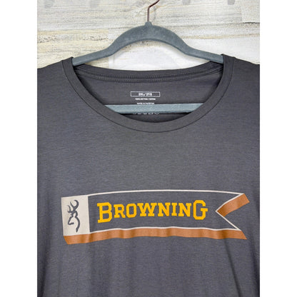 Browning Graphic T-Shirt Men 2XL Gray Pennant Logo Outdoor Gorpcore EUC1