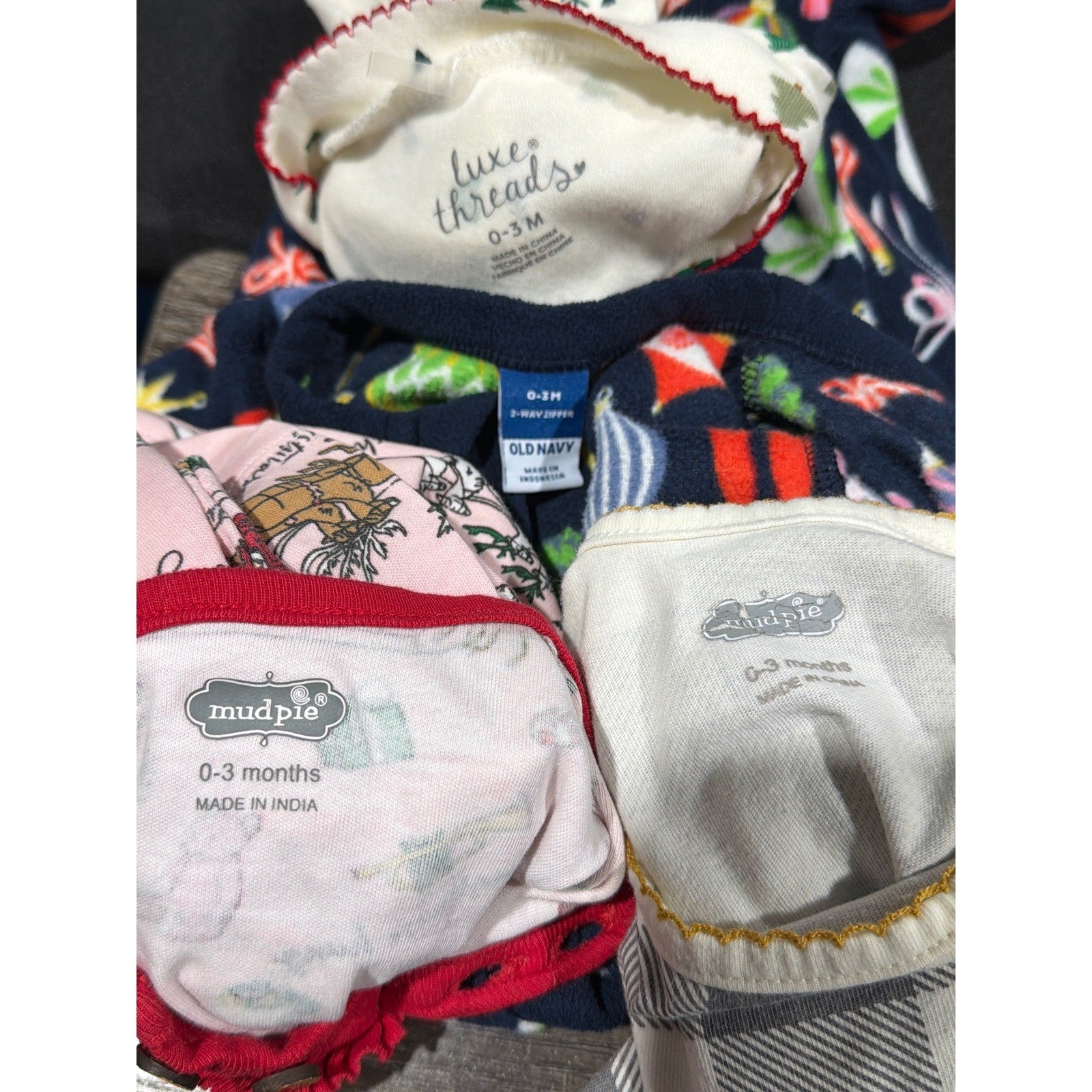 Mud Pie Old Navy Luxe Threads Holiday Sleepers Girls 0-3M Christmas Bundle5