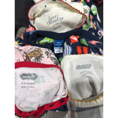 Mud Pie Old Navy Luxe Threads Holiday Sleepers Girls 0-3M Christmas Bundle5