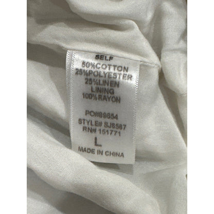 Gaudie Striped Blazer Women Large White Grey Tan Coastal Interview Two Button3