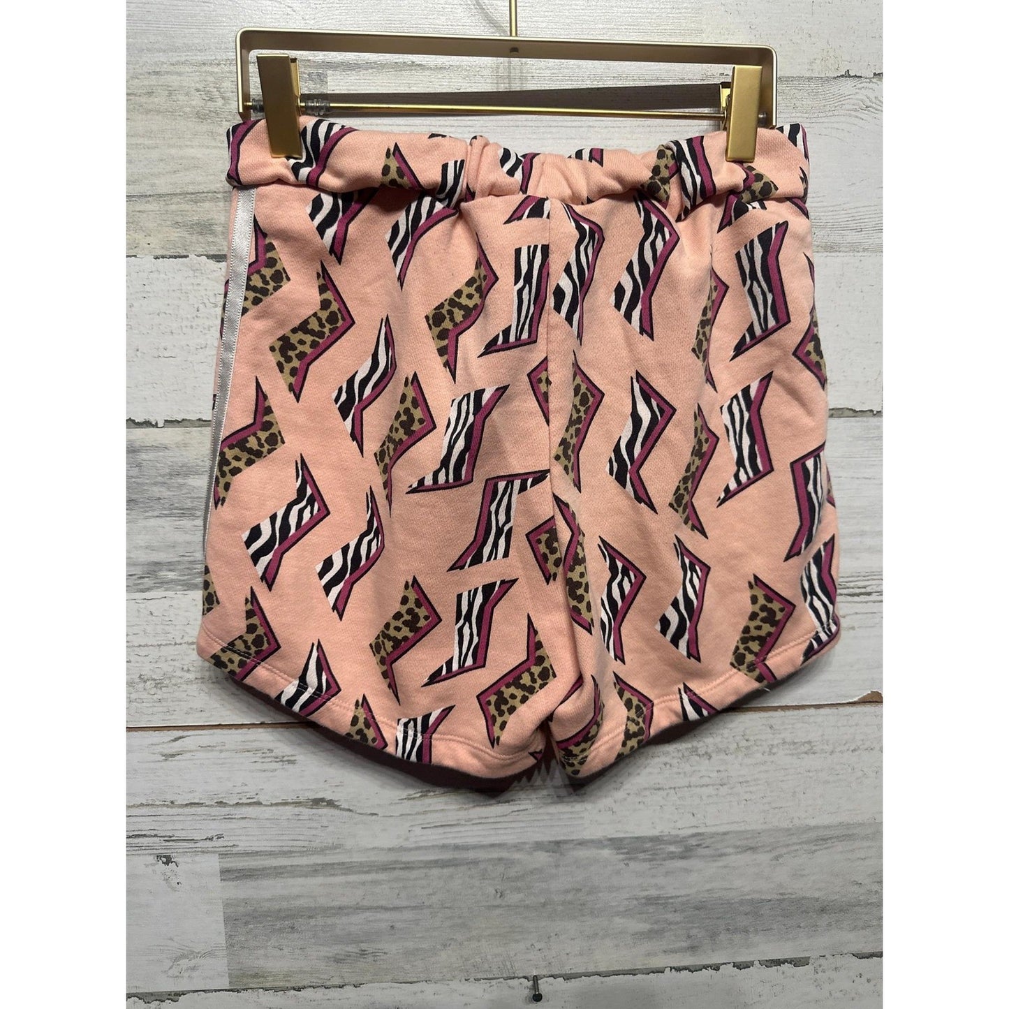Adidas Shorts Girls 13/14 Pink Animal Print Leopard Zebra Trefoil EUC1